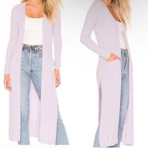 LOVERS + FRIENDS Page Longline Ribbed Light Purple Cardigan With Pockets Size XS